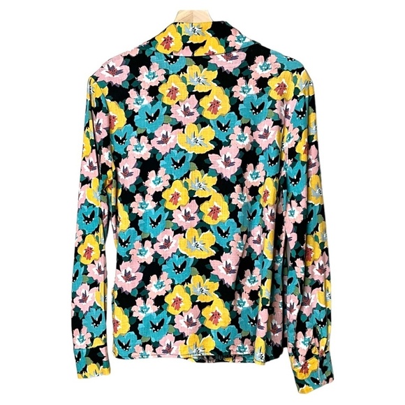 ANTHROPOLOGIE PEPALOVES Floral True Wrap Blouse Viscose / Linen Blend US Sz M - Picture 2 of 8